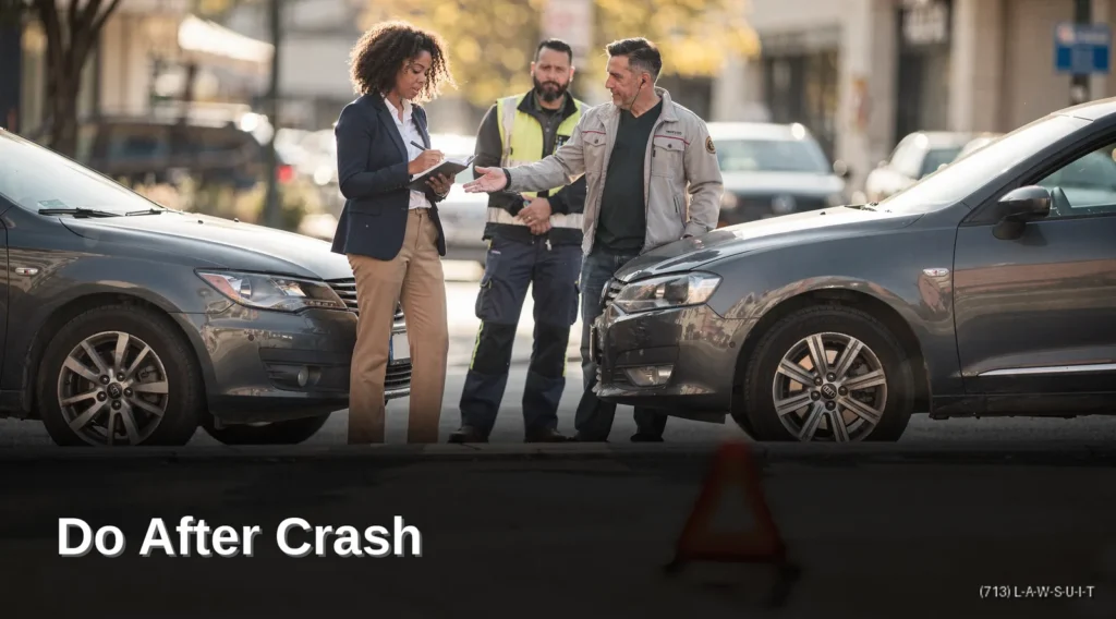 The moments right after a collision call for checking yourself and any passengers for injuries